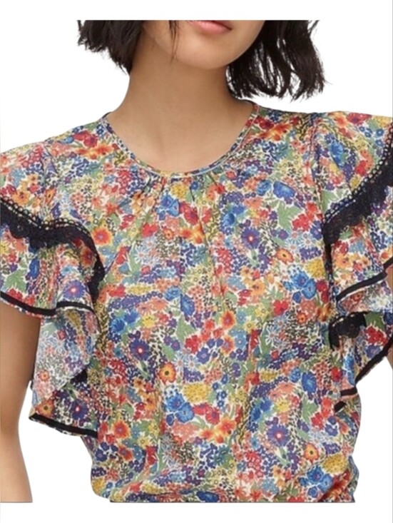 J. Crew Tops - J.Crew Liberty London Floral Cotton Poplin Fabric Flutter Sleeve Top Size XS